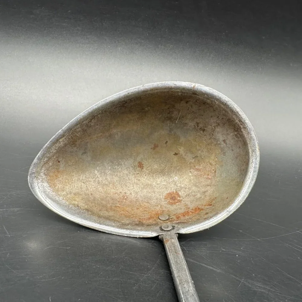 Vintage Ladle Spoon Dipper Red Wooden Handle Rustic Kitchen 1950s Retro Mid Cent